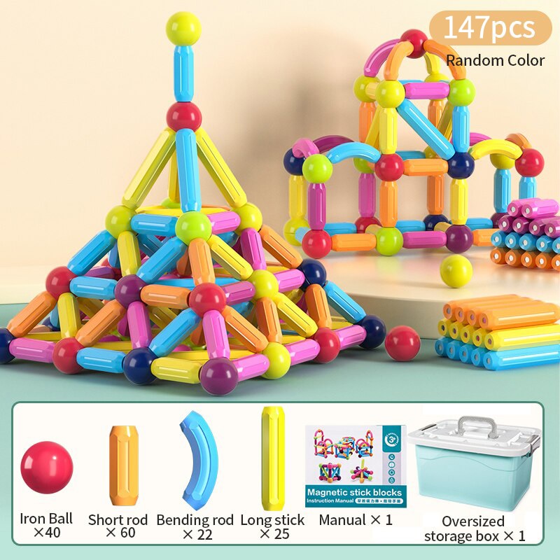 Kids Magnetic Construction Set Magnetic Balls Stick Building Blocks Montessori Educational Toys For Children Gift