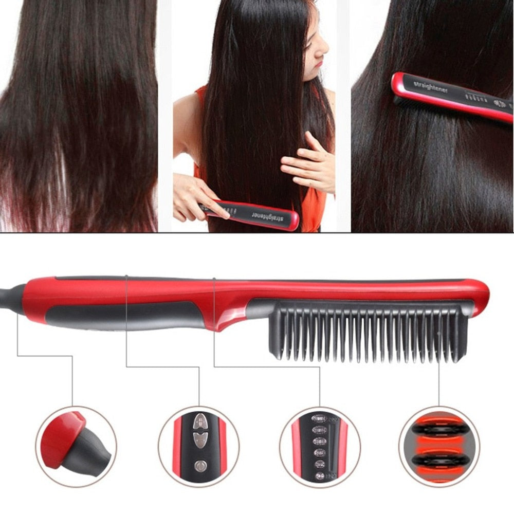 Hair Straightener Brush Hot Heating Comb Straightener For Women Hair Iron Straightening Brush Men  Beard Comb Beard Straightener