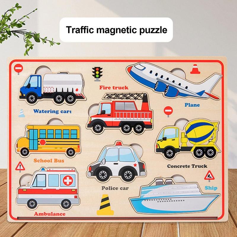 Wooden Magnetic Puzzle Board Multi-function Children Animal Writing Drawing Blackboard Learning Education Toys For Kids Gifts