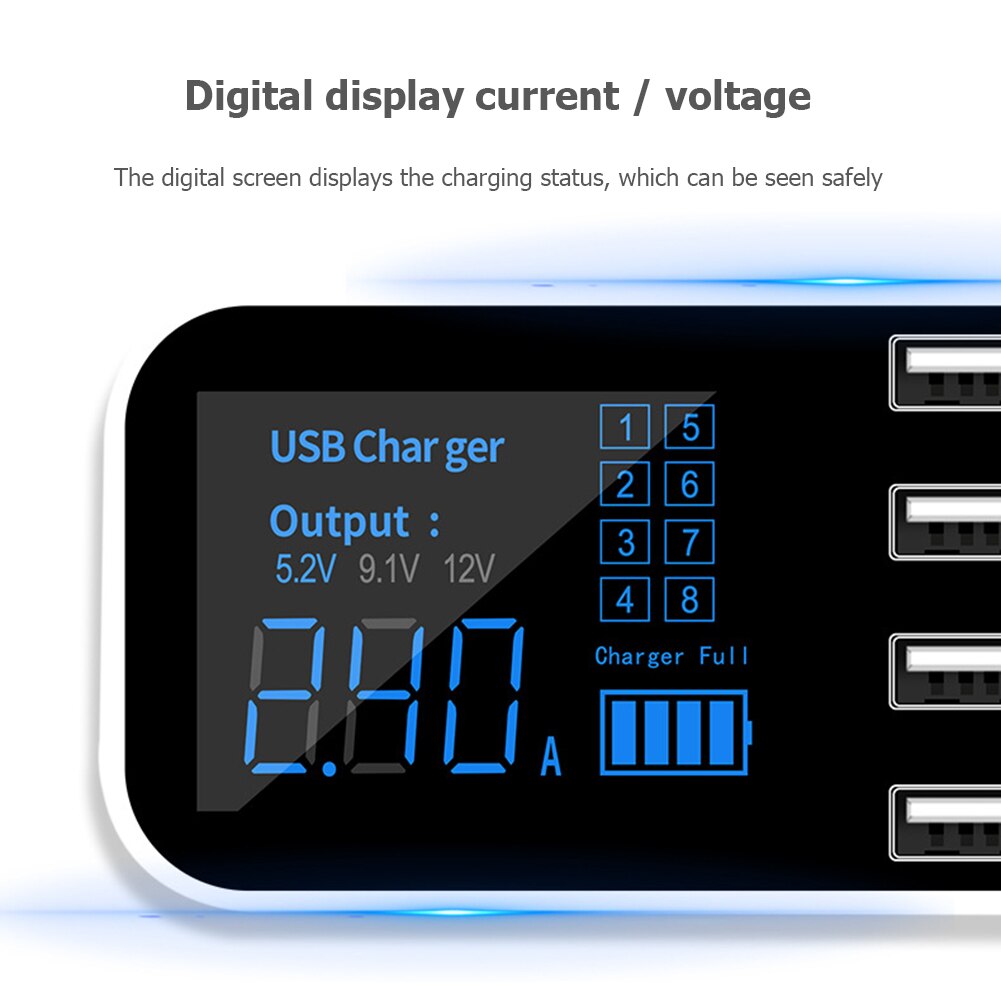 Ultra-thin 8 Ports USB Car Chargers Cigarette Lighter 12-24V Charging Station Auto Chargers Hub Adapter Power Outlet for Mobile