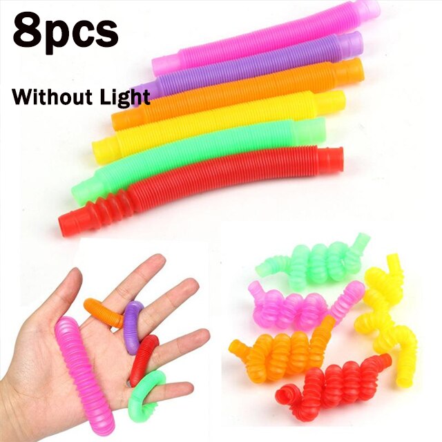 6/12Pcs Light Up Pop Tube Fidget Tube Sensory Toy LED Light Up Fidget Glow Sticks For Kids Party Favors Glow In The Dark Toys