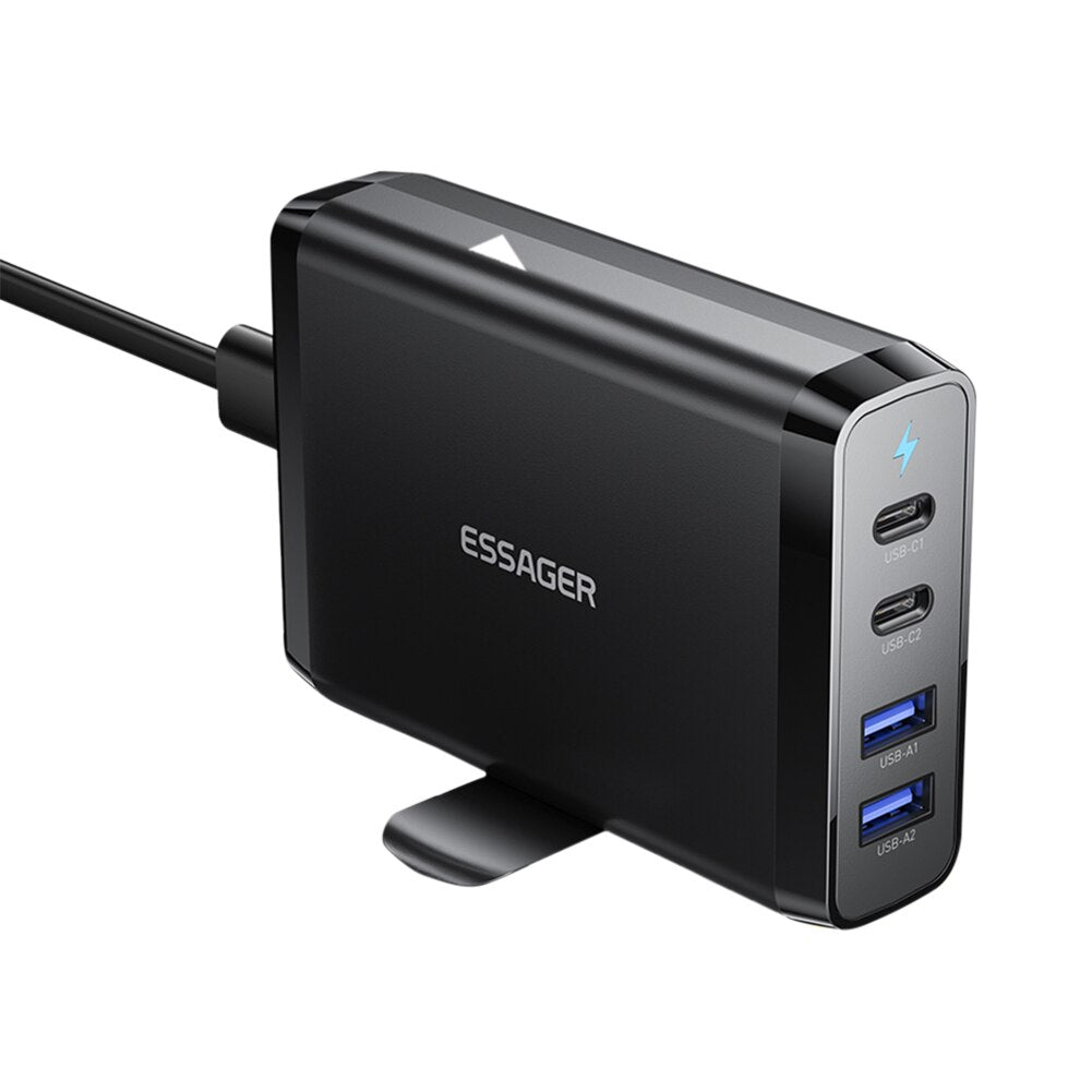 Essager GaN USB C PD Fast Charging Station 4 Output Fast Charger US/EU/UK Safe Power Supply for iPhone Samsung Xiaomi MacBook