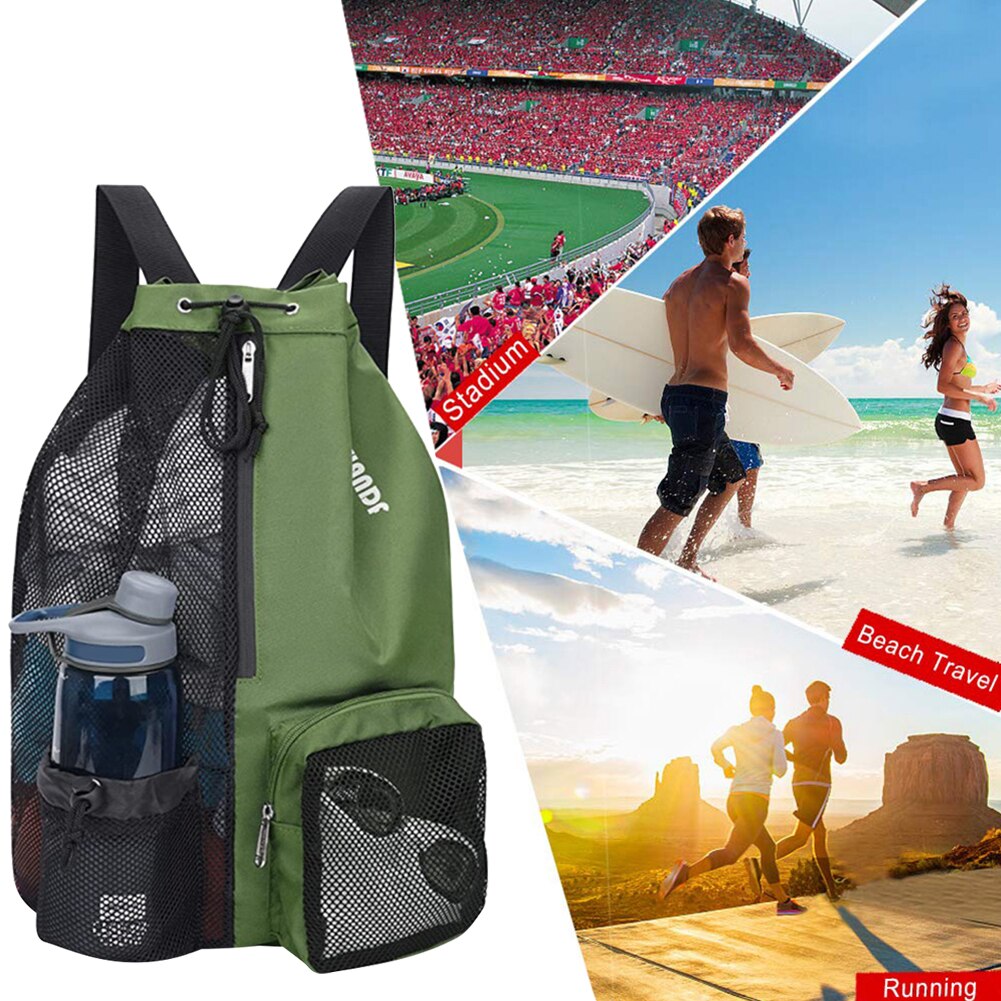 Beach Storage Backpacks Large Capacity Sports Gym Bag Drawstring Camping Swimming Bag with Wet Pockets for Training Equipment