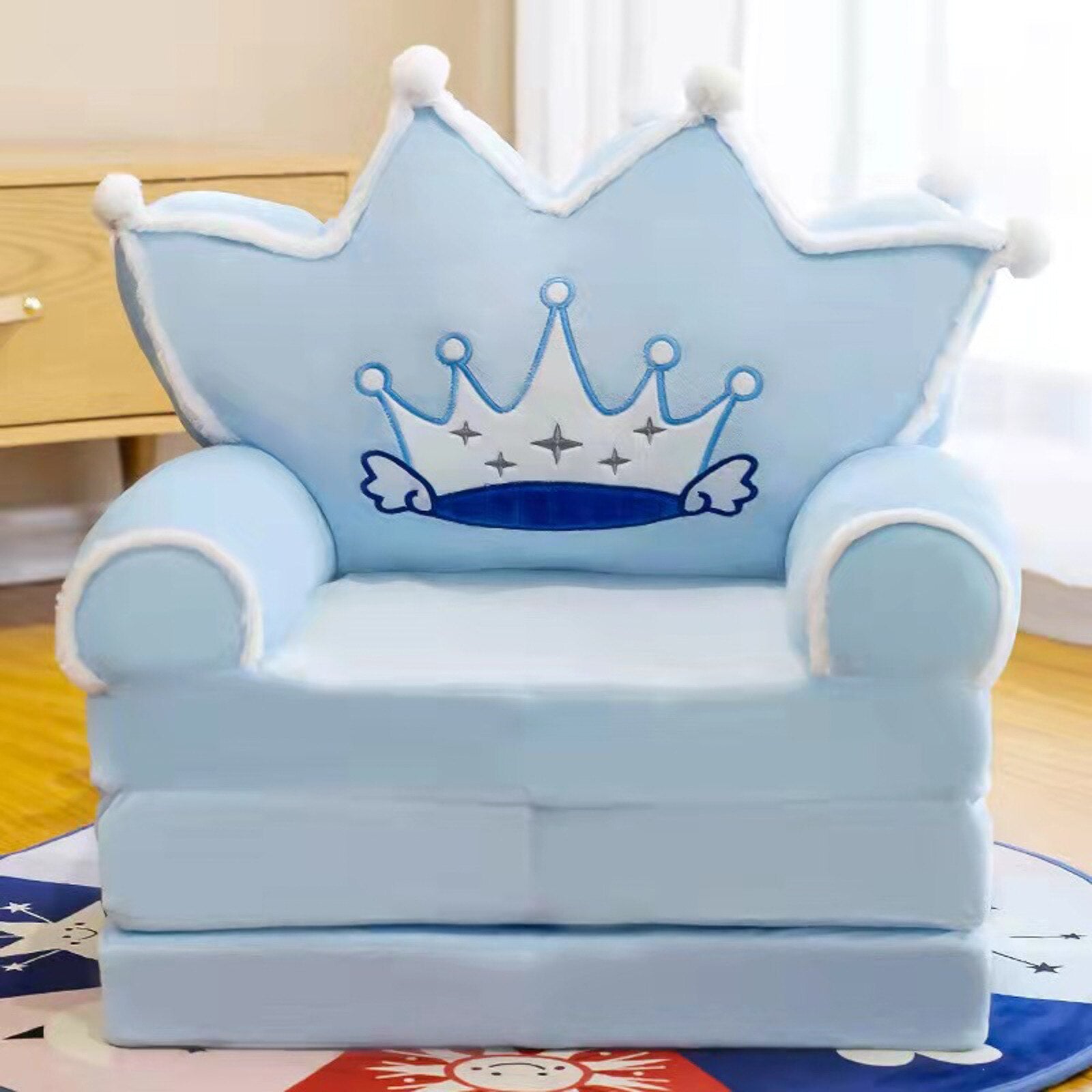 Plush Foldable Kids Sofa Backrest Armchair 2 In 1 Children Sofa Cute Cartoon Lazy Sofa Flip Open Sofa Bed Without Liner Filler