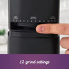 Mr. Coffee 12-Cup Automatic Burr Grinder Black Precision Grinding for all Coffee types in Black