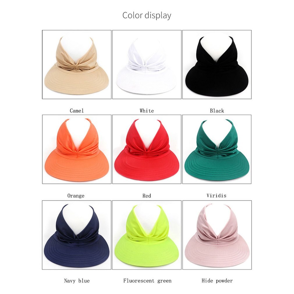 Flexible Adult Hat for Women Anti-UV Wide Brim Visor Hat Easy To Carry Travel Caps Fashion Beach Summer Sun Protection Hats