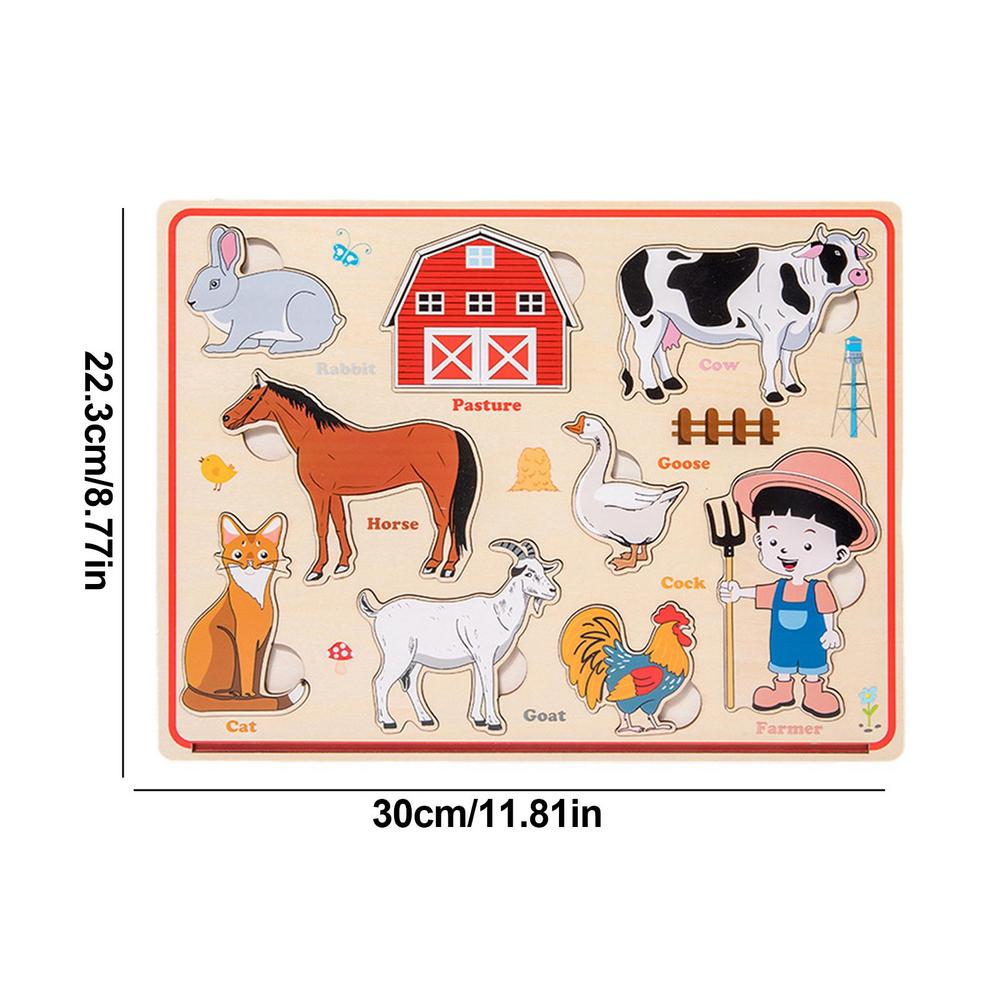 Wooden Magnetic Puzzle Board Multi-function Children Animal Writing Drawing Blackboard Learning Education Toys For Kids Gifts