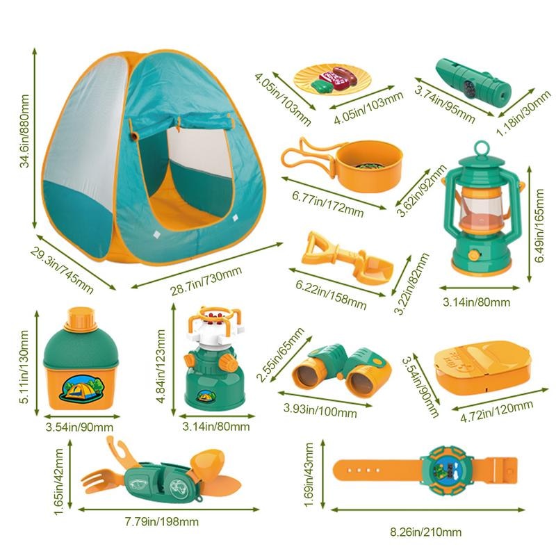 Kids Camping Play Tent Toys Set Of 21 Includes Up Play Tent Camping Gear Tools Adventure Set Include Kids Camping Tent Campfire