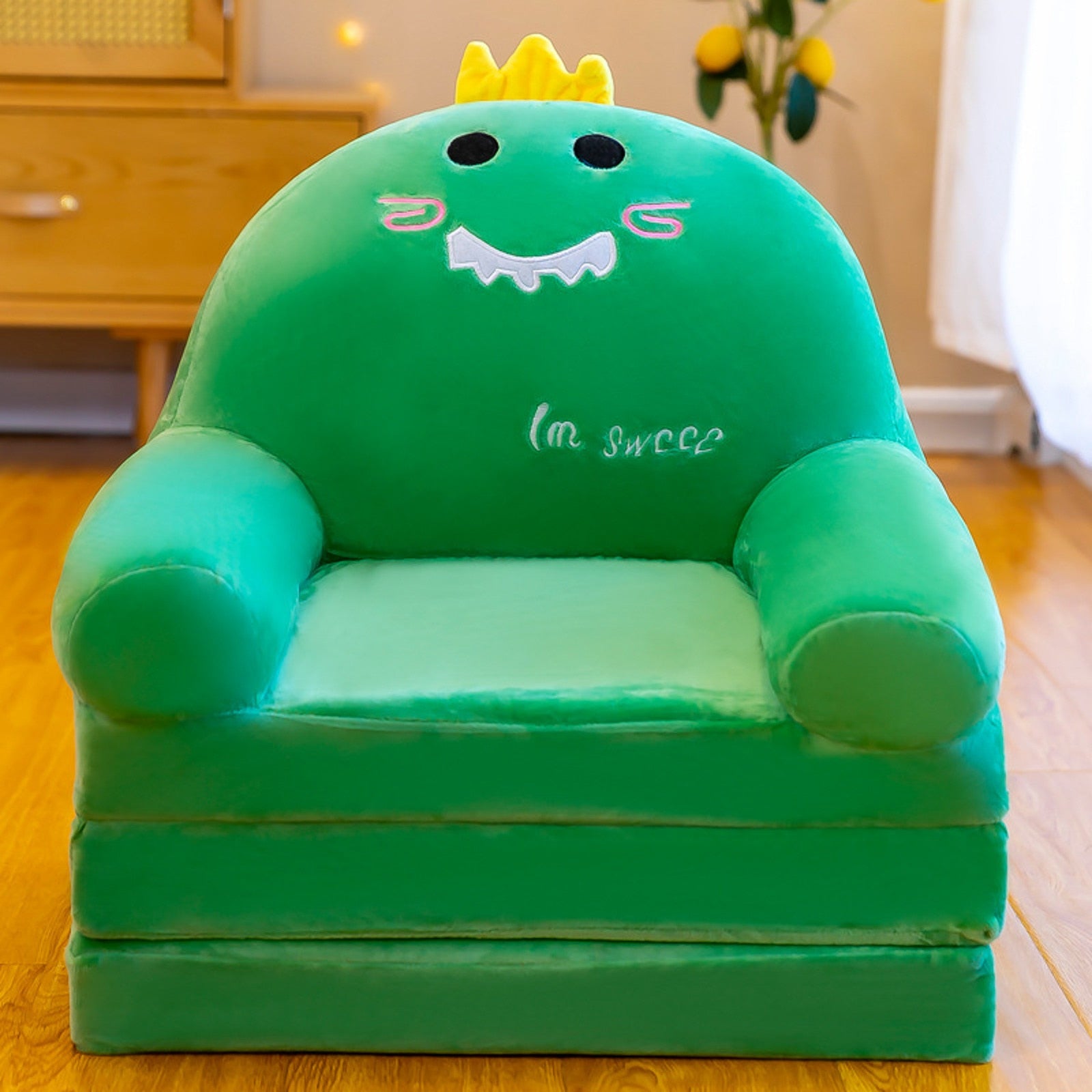 Plush Foldable Kids Sofa Backrest Armchair 2 In 1 Children Sofa Cute Cartoon Lazy Sofa Flip Open Sofa Bed Without Liner Filler