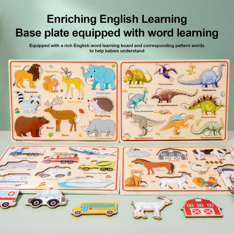 Wooden Magnetic Puzzle Board Multi-function Children Animal Writing Drawing Blackboard Learning Education Toys For Kids Gifts