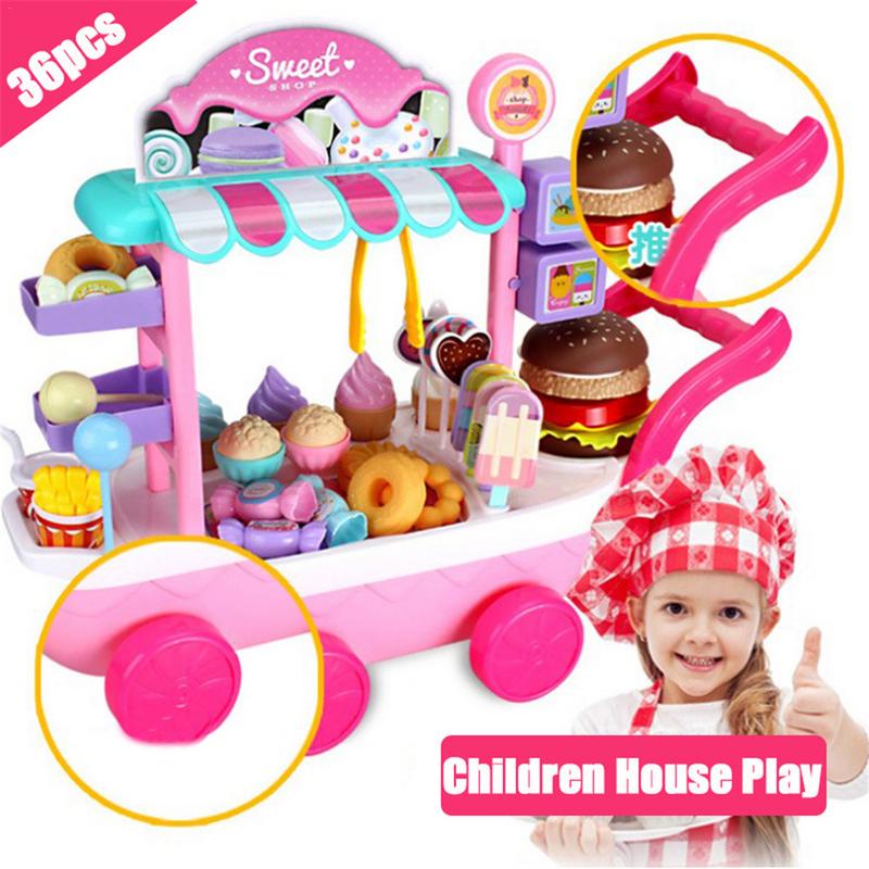 Mini Ice Cream Trolley House Play Educational Toys Car Ice Cream Truck Cart House Brain Game Kids Toys