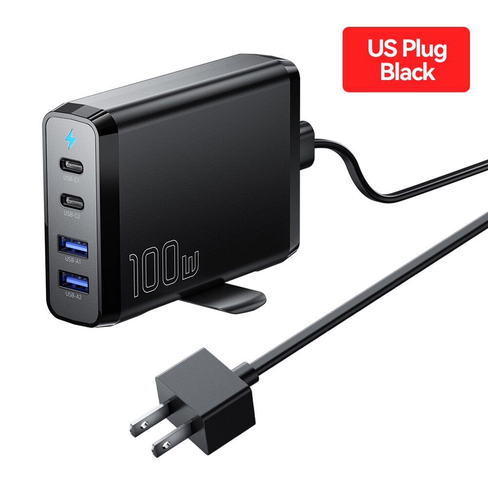 Essager GaN USB C PD Fast Charging Station 4 Output Fast Charger US/EU/UK Safe Power Supply for iPhone Samsung Xiaomi MacBook