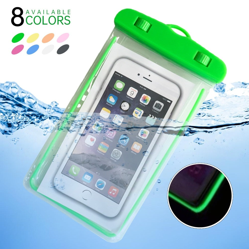 Universal Waterproof Phone Pouch Case Drift Diving Swimming Bag Luminous Dry Bag Mobile Cover For Phone Sports Beach Pool 6 inch