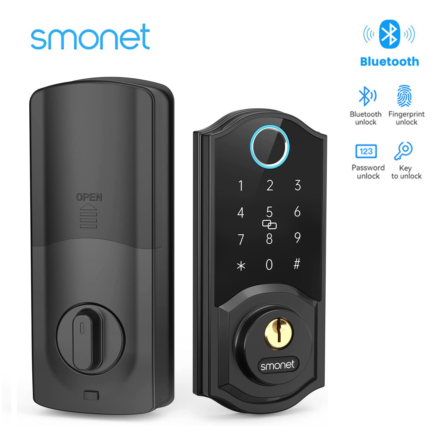 Smonet Smart Lock With Keys Open BOX  WiFi Password Keypad Bluetooth APP Keyless Entry Work with Alexa