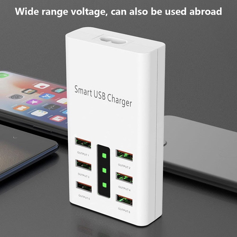 30W Multi-port USB Charger 5V 2A Cell Phone Fast Charging Station USB Charging Hub USB Wall Charger With LED Power Indicator